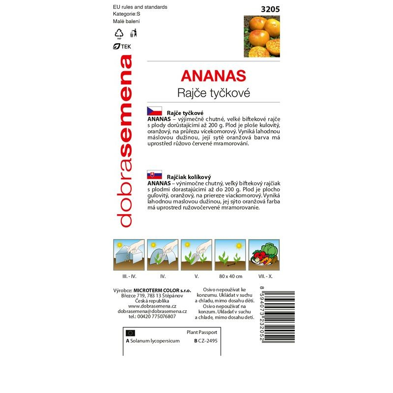 Dobrá semena Rajčiak kolíkový žltý ´Ananas´