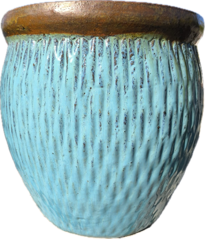 Kvetináč keramický L - tyrkysový dekor