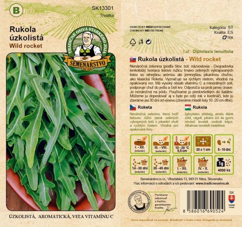 Semenárstvo Rukola úzkolistá ´Wild rocket´