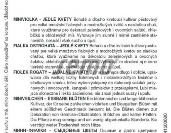 Semo Fialka ostrohatá ´Jedlé kvety´