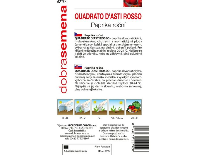 Dobrá semena Paprika ročná ´Quadrato D´Asti Rosso´