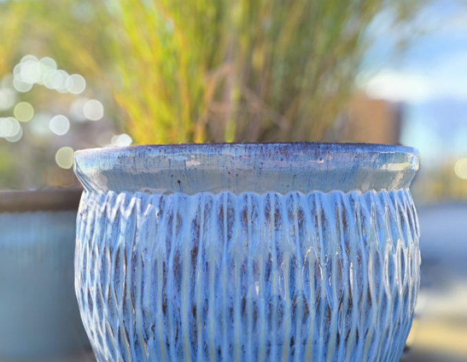 Kvetináč keramický L - modrý dekor