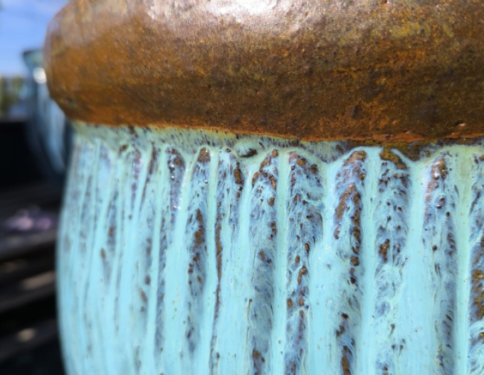 Kvetináč keramický L - tyrkysový dekor